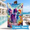 Custom Name Rainbow Pony Beach Towel, Soft Quick-Dry Beach Towel, Ideal for Pool, Camping, Perfect Travel Essential Gift