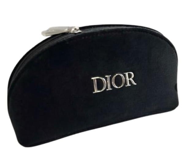 Dior Christian Dior Dior Black Pouch Velvet Gold Logo Cosmetic Pouch Novelty Pouch Logo Gift Black [Used]