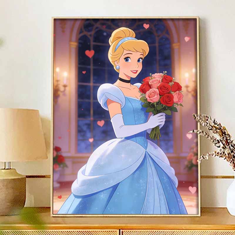 Disney Diamond Art Painting Kit 5D Cinderella Diamond Painting Dot Art Kit Home Wall Decor