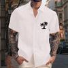 Men'S Casual Loose Short Sleeved Printed Shirt With Fashionable Lapel Top