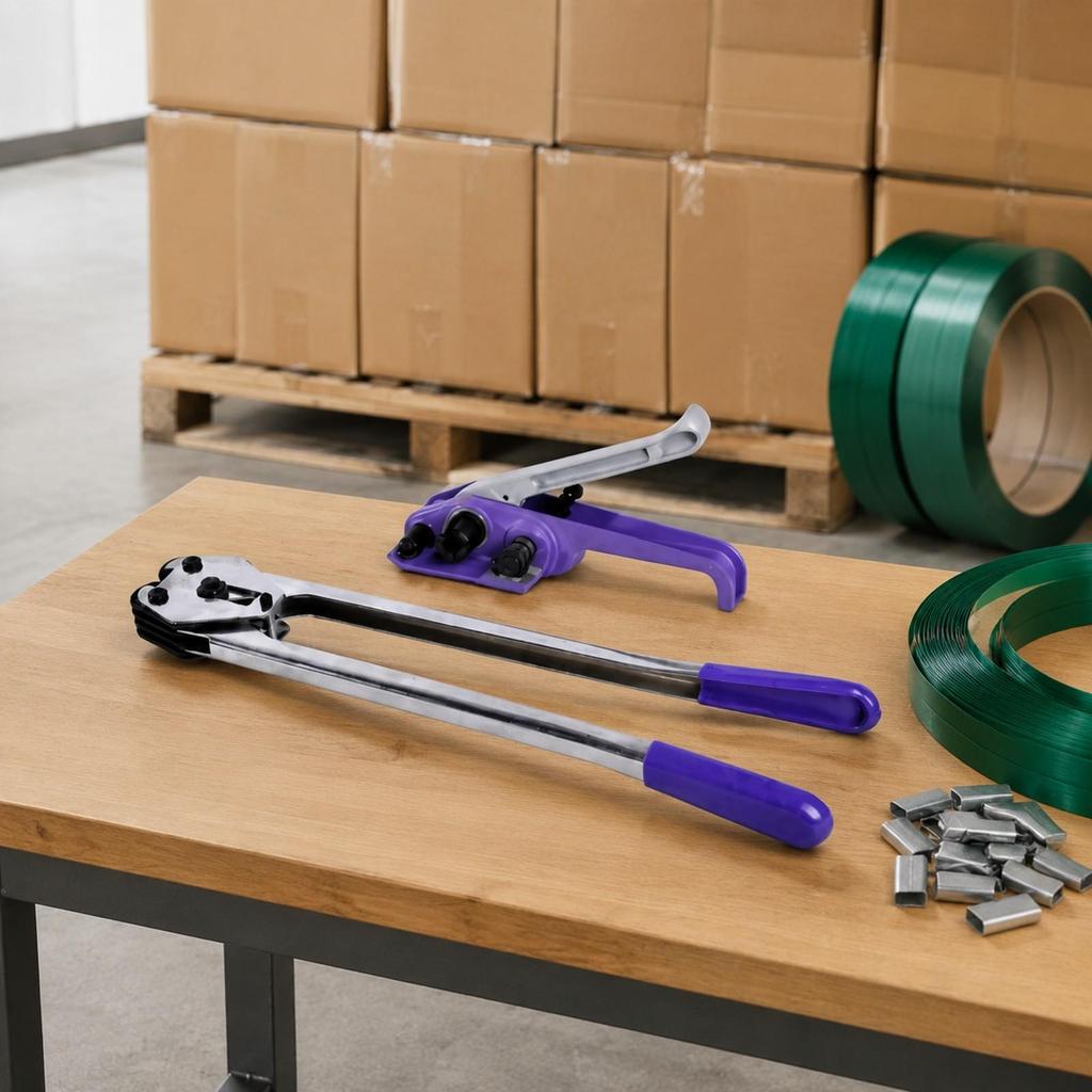 2 Pieces Manual Strapping Tool Kit Long-Handled for Factories, Packers