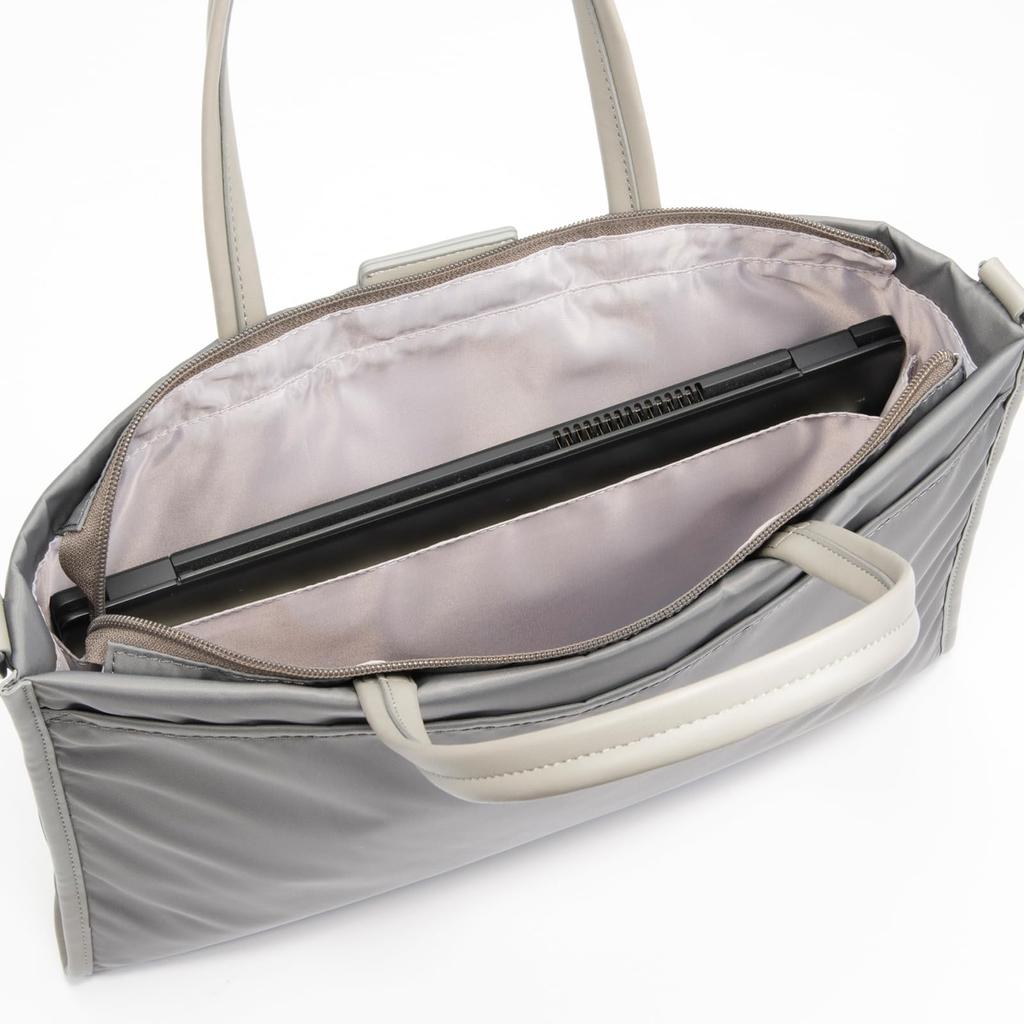 Day Tote Groß PC Grau [Double & Night] Tasche, Leichtgewicht, Fassungsvermögen, Multifunktional, 2-Wege, A4, 14,0-Zoll-kompatibel, Damen,