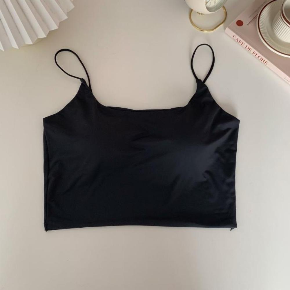 Dámské letní tílko s vycpávkou na hrudi, ledově hedvábné, halterové, crop topy, tílko s odhaleným zádovým výstřihem, módní trubkové tílko bez rukávů, zkrácená vesta