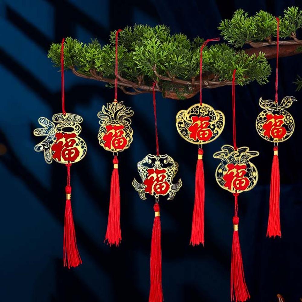 5/6pcs Traditional Spring Festival Bonsai Pendant Gold Potted Plants Hanging Ornaments Garden