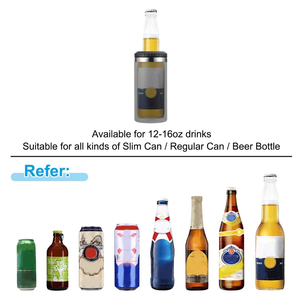 PATIKIL Slim Can 16oz Skinny Can Insulated Beer Sleeve Beverage Holder for Regular Cans and Black Cooler, Beer, Soda, Coffee, Bottles,
