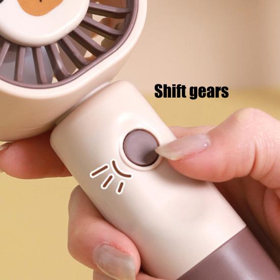 Handheld Fan Multi-Speed Adjustable Capybara Design Quiet Operation USB Rechargeable Portable Cooling Fan