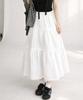 Np Studio Frill Tiered Elastic Shirring Long Can-Can Skirt White