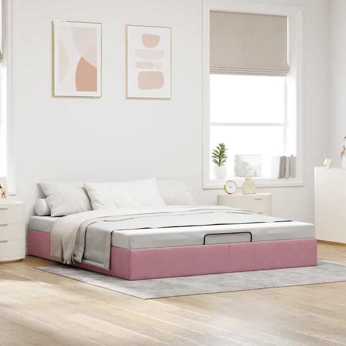 VidaXL Cadre de lit ottoman sans matelas rose 160x200 cm velours, cadre de lit, cadre de lit ottoman, cadre de lit avec 3310978