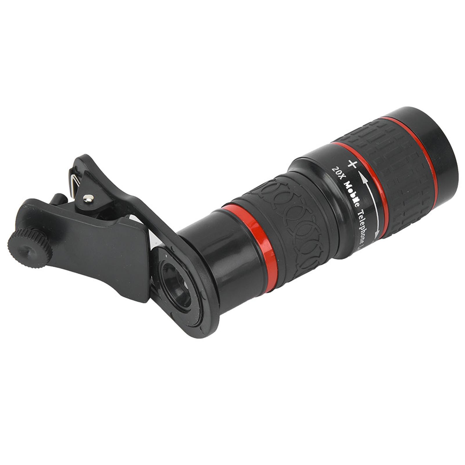 

20X Long Focus Zoom Telephoto Lens with Clip for Smart Phone Tablet PC Black