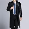 Chaqueta de Cuero para Hombre en Otoño e Invierno Nuevo Estilo Chaqueta de Cuero de Oveja para Padre de Mediana Edad Chaqueta Cortavientos Larga de Cuero con Cuello de Traje para Hombre