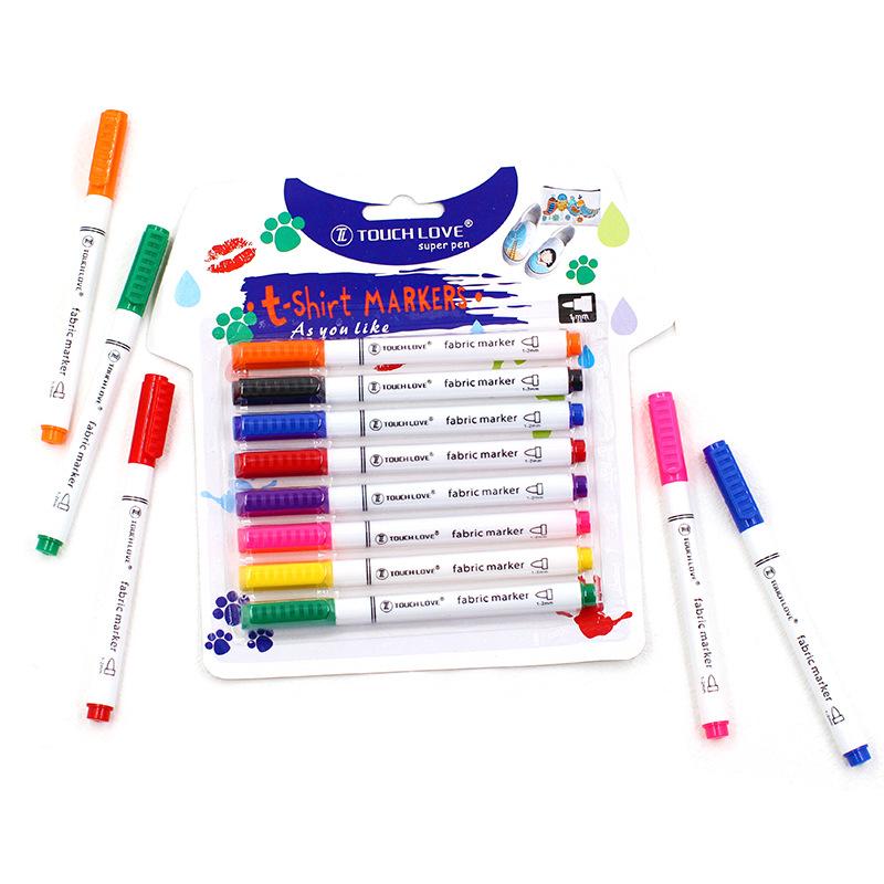 8 Colors/Set Fabric Paint Marker Pen Clothes Textile DIY Crafts T-shirt Graffiti Pigment Painting Pen School&Office Stationery