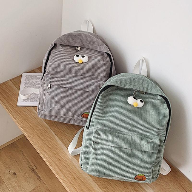 Klassischer Stil Großer Cord-Rucksack für Mädchen