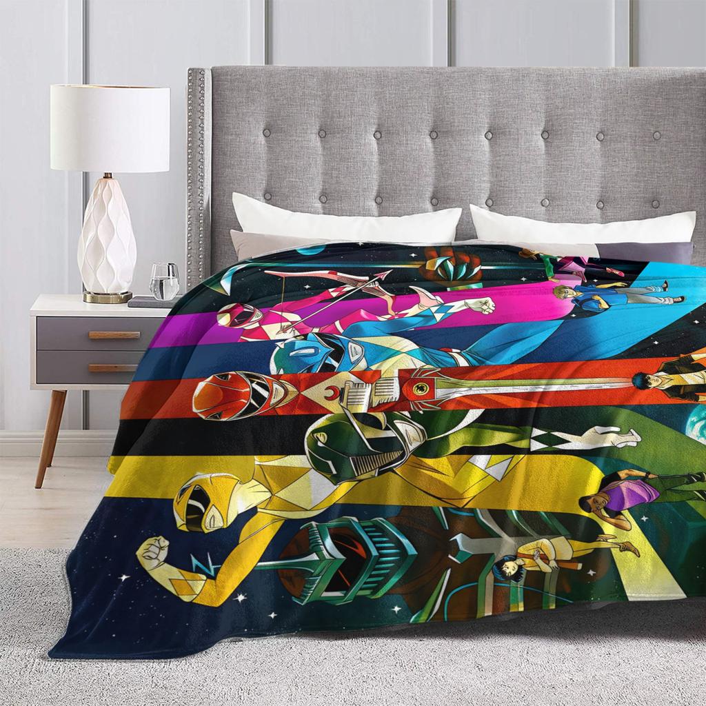 M-Mighty Morphin Soft Blankets  Cartoon P-Power Rangers Airplane Travel Plush Throw Blanket Flannel Bedspread Sofa Bed Cover