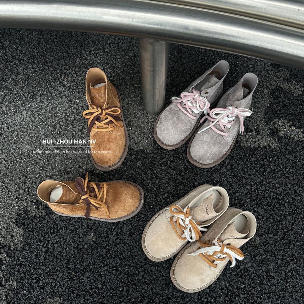 First layer cowhide big-headed boots outdoor hiking thick-soled Maillard retro leather big yellow boots Martin boots women's short boots