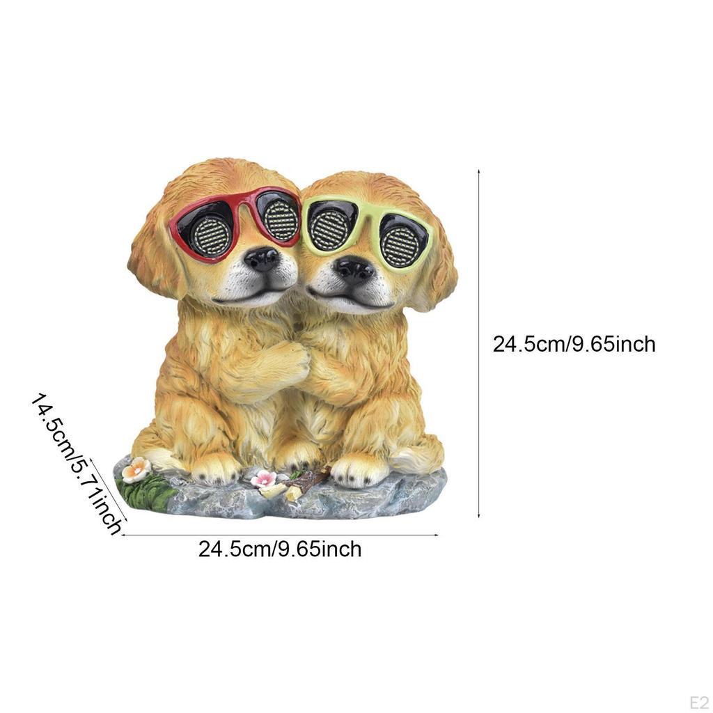 Solar Garden Statue with Rotating Eyes Landscape Lamp Lovely Crafts Decorative Sturdy Dog Figurine