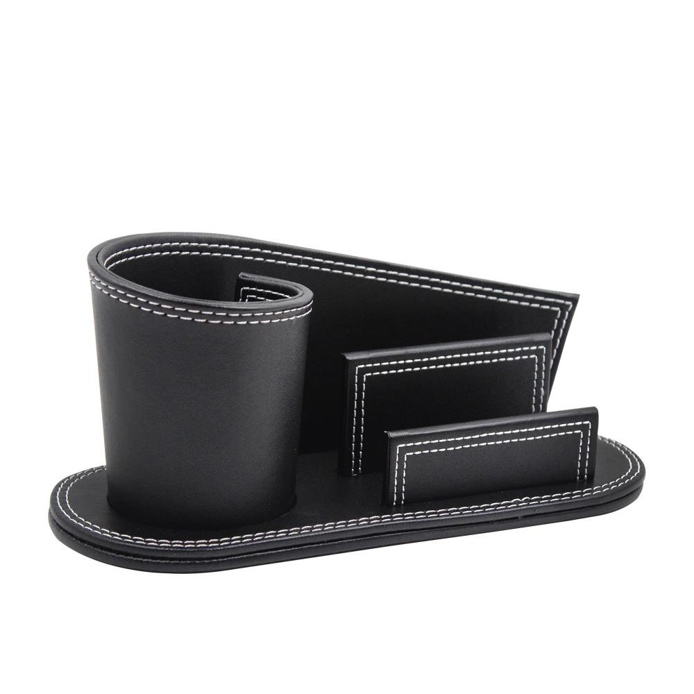 

Fashion Leather Pen Container Holder Business Card Box Creative Business Stationery Desk Decor чорний