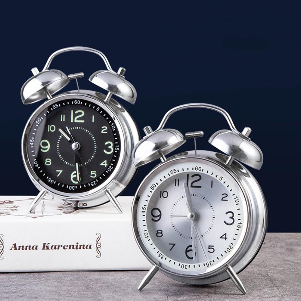 Twin Bell Loud Alarm Clock with Night Light Metal Frame Battery Operate Loud Desk Table Alarm Clock for Bedrooms Bedside Gifts
