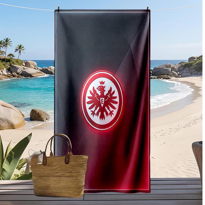 Asciugamano da Spiaggia con Stampa del Club di Calcio Eintracht Frankfurt, Asciugamano Grande Morbido Asciugatura Rapida per Spiaggia Campeggio Nuoto