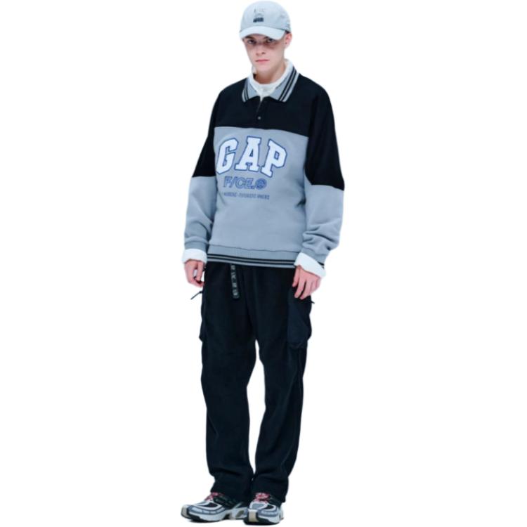 GAP F/CE Fall Winter Fleece Lined Lapel Color Block Fleece Sweatshirt Men's 680249