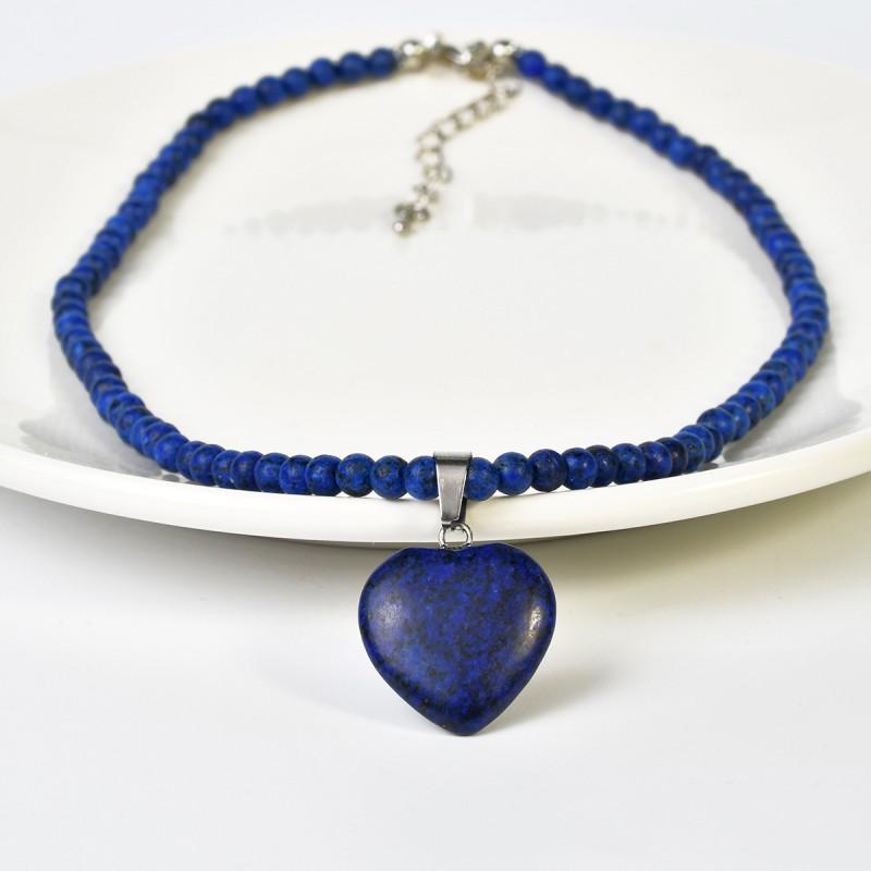 Handmade Heart Pendant Necklace Women Natural Stone Beaded Choker Minimalist Vintage Jewelry Gift Amazonite
