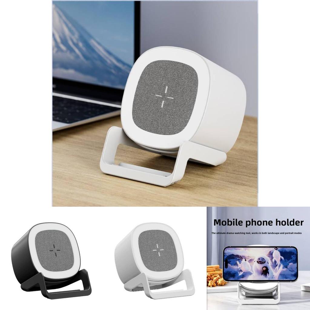Bluetooth Wireless Charging Speaker Stand With Touch Control Rgb Light For Desk Home Office Gift