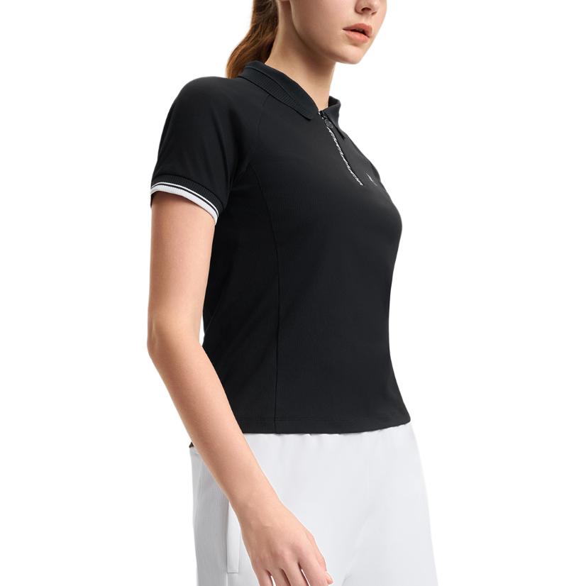 FILA Tennis Series Comfortable Pullover Fashion Short Sleeve Polo Shirt Women tops Deep-Black A11W513101F-BK
