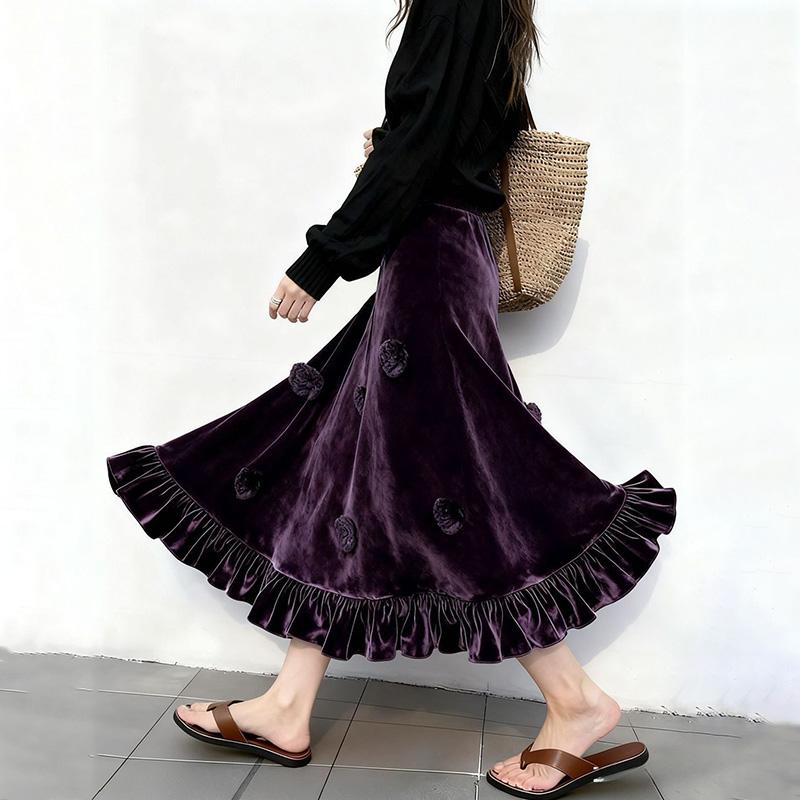 

Жіноча напівспідниця Бавовняна Повсякденна Універсальна Еластична Вінтажна Літературна Класична Спідниця Вільна Зручна Клітинчаста Спідниця XXXL фіолетовий