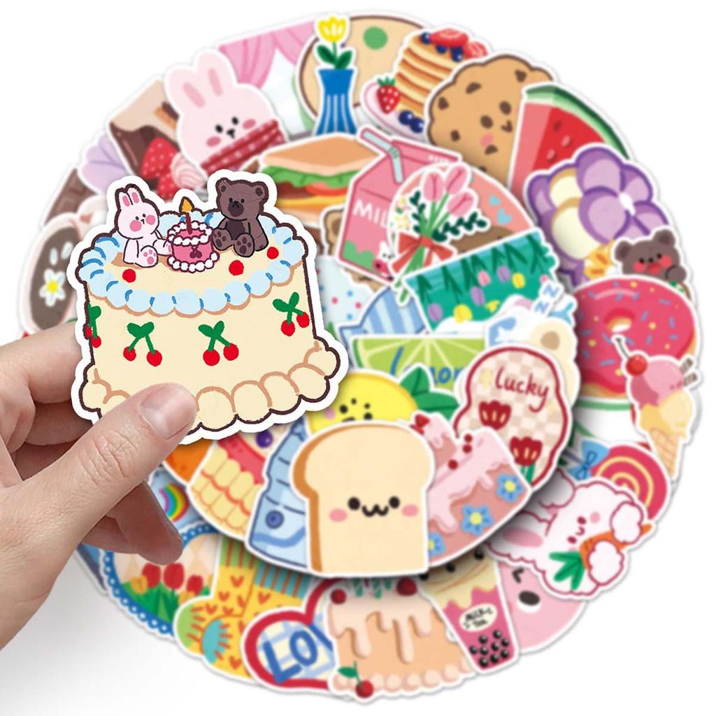 50-Piece Waterproof Hand-Painted Cartoon Graffiti Stickers for Phone Cases and Suitcases