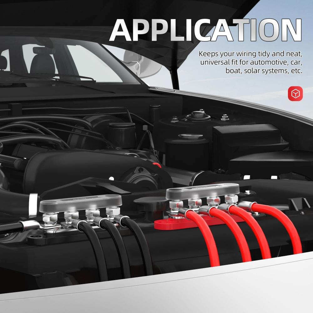 1PC  Bus Bar 12V 150A Mini Power Distribution Block with Cover 4 X 5/16" Posts for Marine Automotive Solar Systems