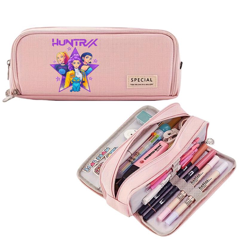Korean Style Multi-functional Demon Hunter Pencil Case for Students - Three-Layer Oxford Cloth Stationery Box