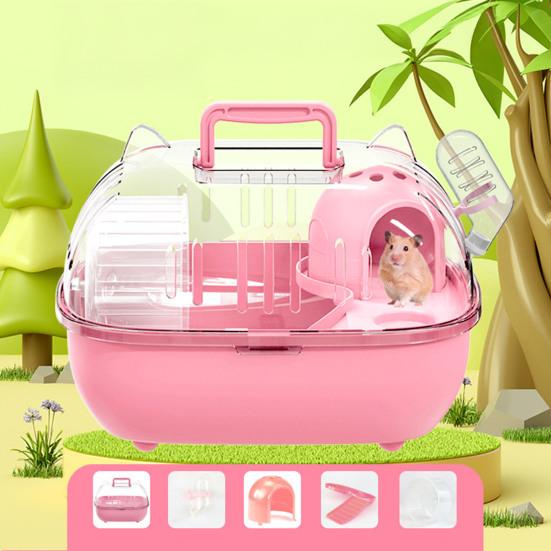 Travel Hamster Cage Small Pet Carrier with Transparent Viewing Dome Pet Crate with Ventilation Slots for Vet Trips Picnics Mice Gerbils Reptiles