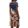 Women's Independence Day Print Casual Fashion Short Sleeve V-Neck Dress