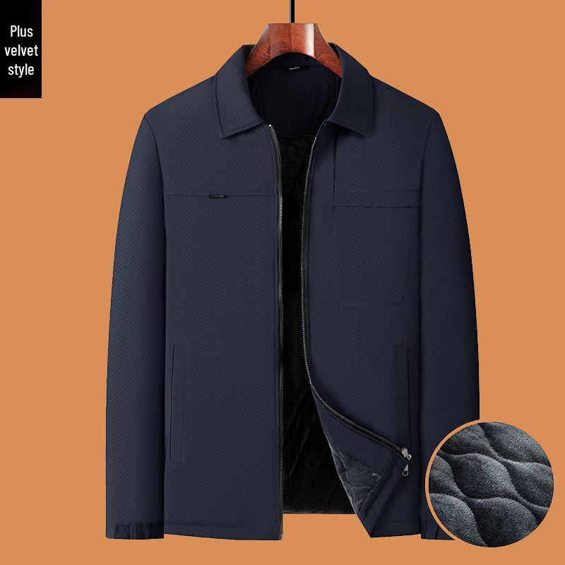Men's Mid-aged Fleece-lined Winter Jacket: Warm, Thick, and Perfect for Autumn and Winter.