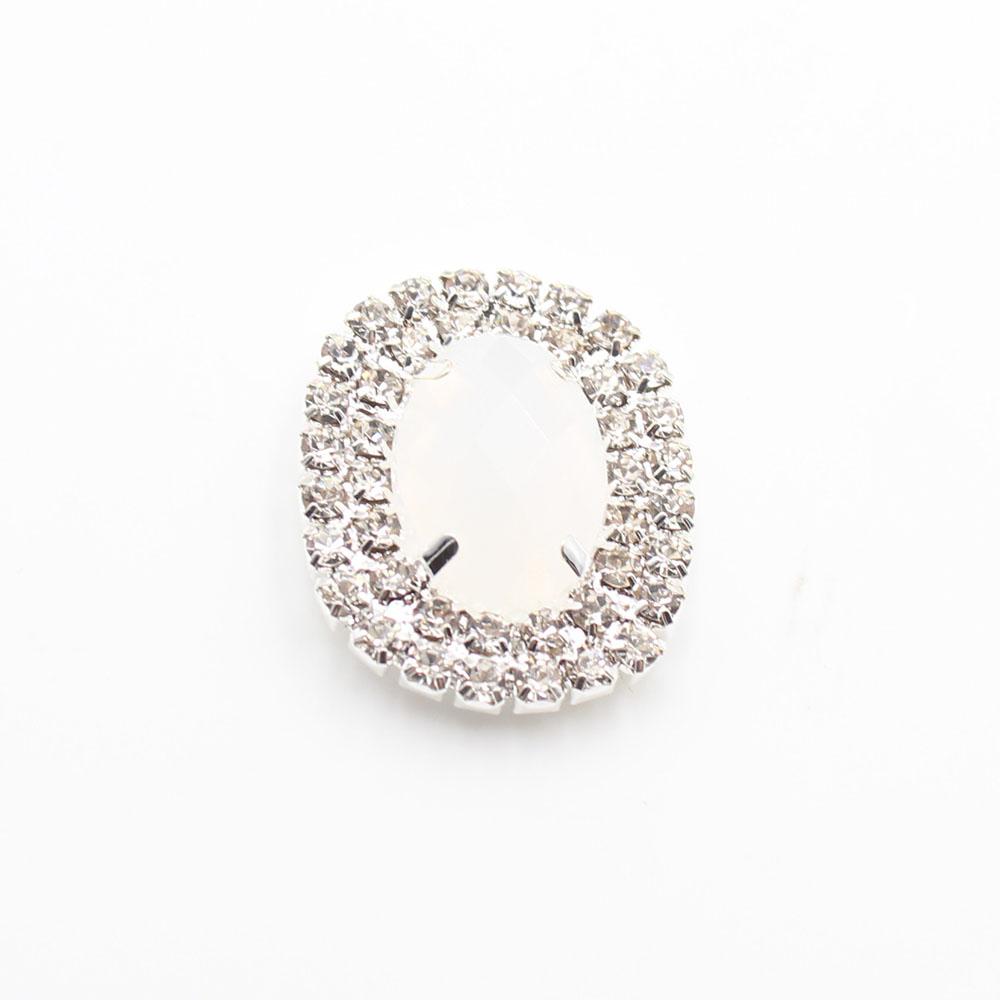 10 pieces of 23 * 28mm double row oval flat crystal four hole sewn rhinestone buttons DIY clothing hair clip decoration accessor