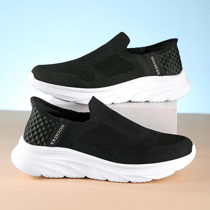 Spring New Casual Sports Running Shoes Soft-soled Lazy Shoes Fly-woven Breathable Mesh Shoes