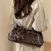 Borsa a Spalla Hobo Vintage Marrone Multitasche in Morbida PU con Ciondolo Cane da Donna per Uso Quotidiano Casual Borsa a Tracolla