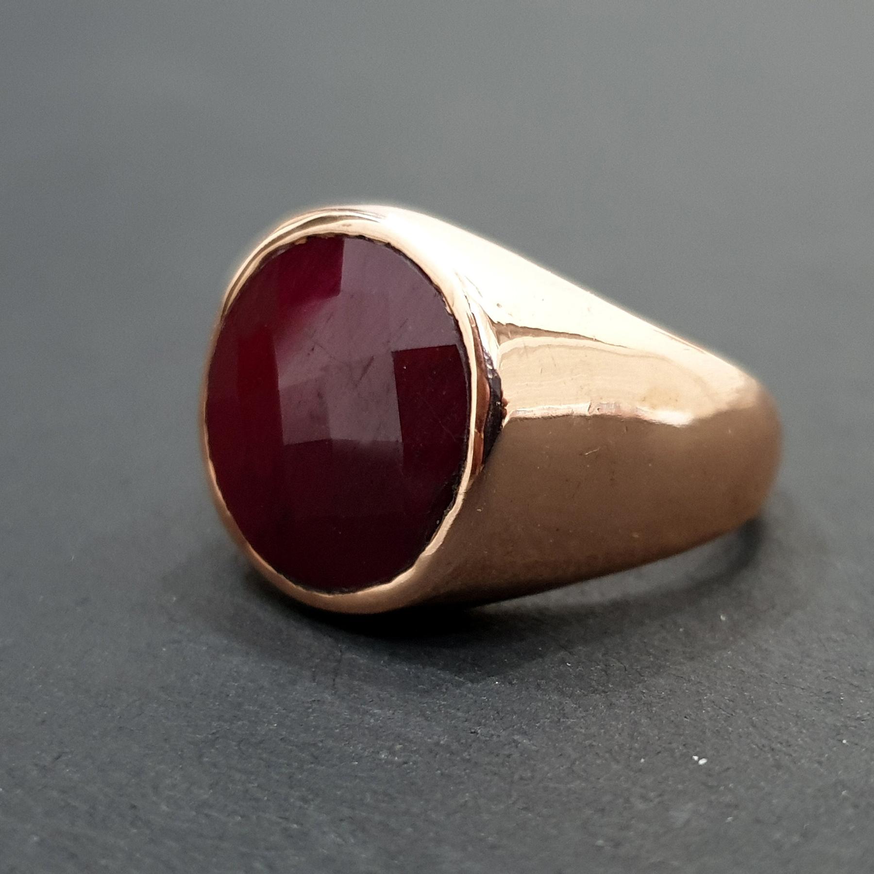 

Rose Cut Raw Red Ruby Gemstone 925 Sterling Silver Rose Gold Overlay Ring Jewelry 5