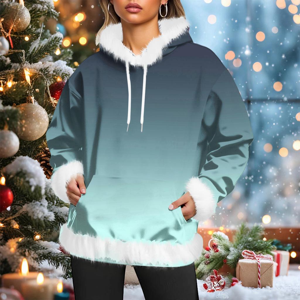 Women's casual fleece-lined hoodie with long sleeves and pockets, a sweatshirt top