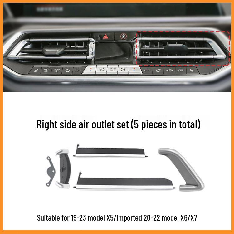BMW X5/X6/X7 G05/G06/G07 Center Console Air Outlet Repair Kit - Silver Edge Style