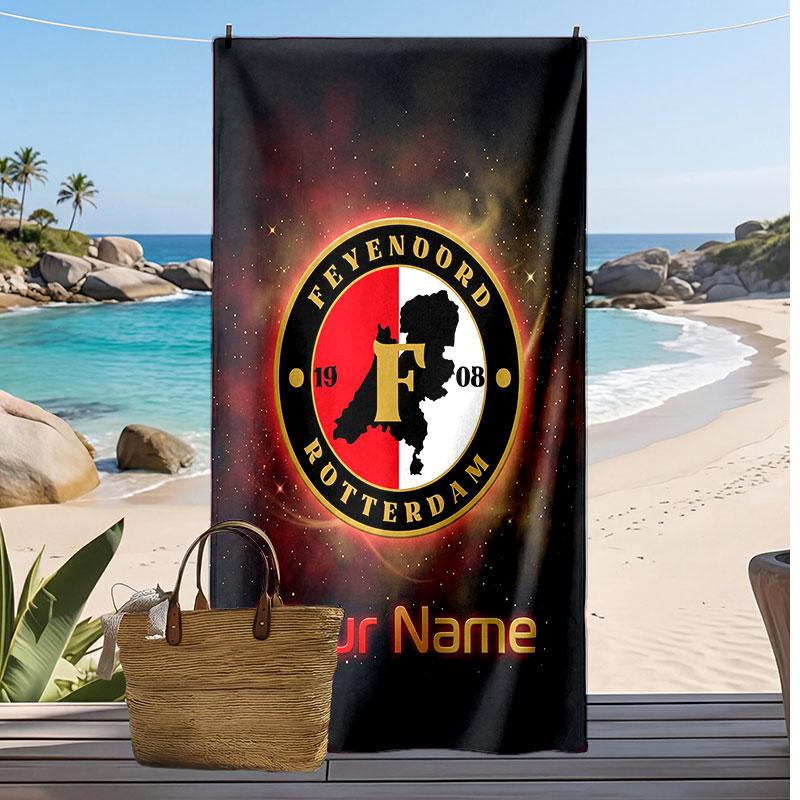 Asciugamano da Spiaggia Personalizzato Feyenoord Stampa Logo Calcio Supporto Nome Personalizzato Testo Asciugamano Assorbente Per Sport Viaggio Regalo Speciale