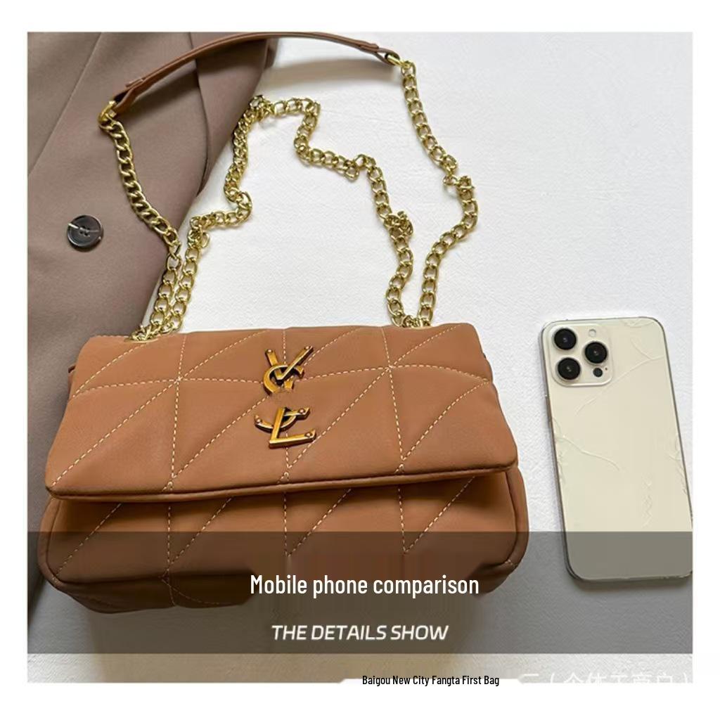 2025 Autumn/Winter Women's Colorblock Chain Bag - Versatile & Stylish Shoulder/Crossbody Handbag