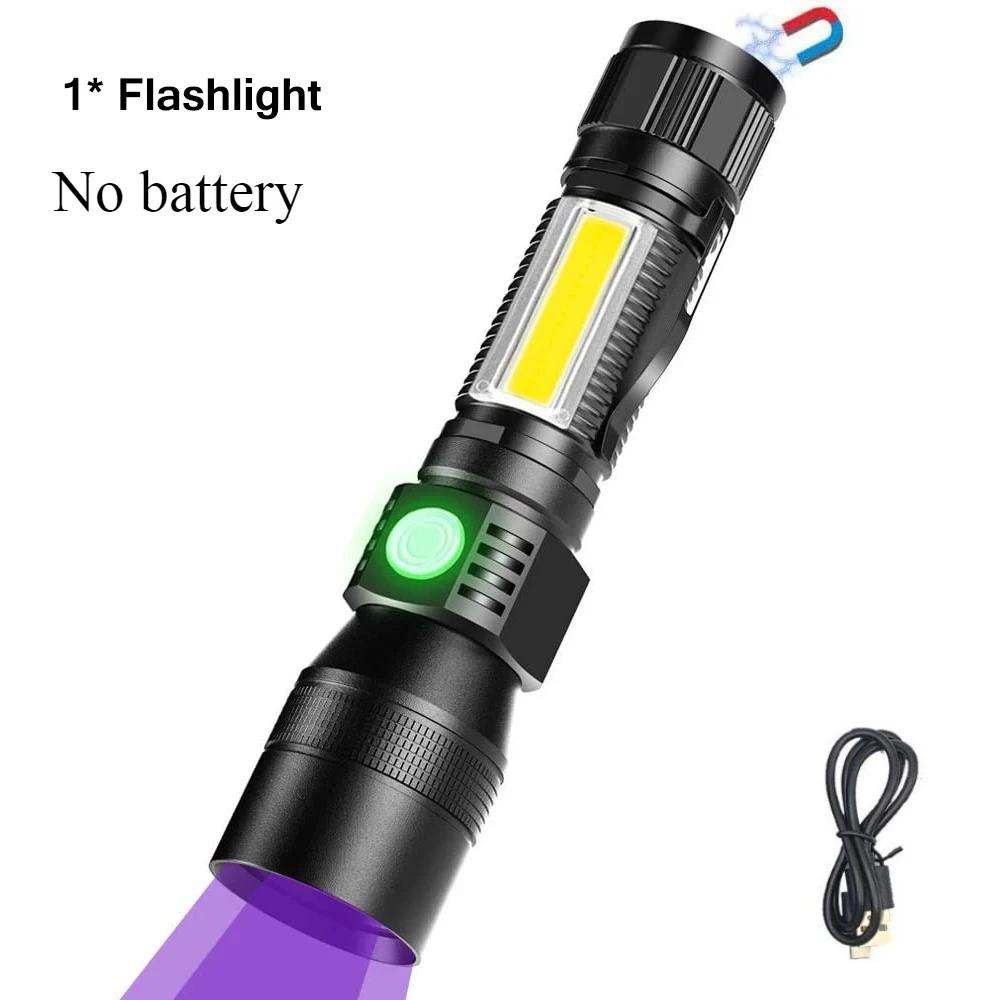 Super Bright 7 Lighting Modes Rechargeable Flashlight High Power UV Light Red/White Light Zoomable Torch Waterproof Flashlights