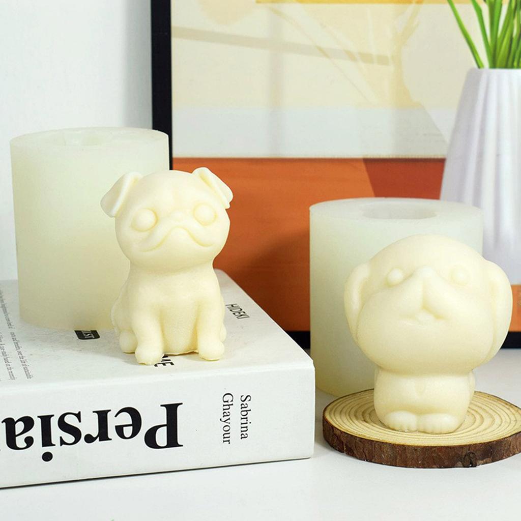 Realistic Dog Shape Candle Molds Reusable 3D Dog Aromatherapys Mold Animal Plaster Resin Molds DIY Scented Candle Mold