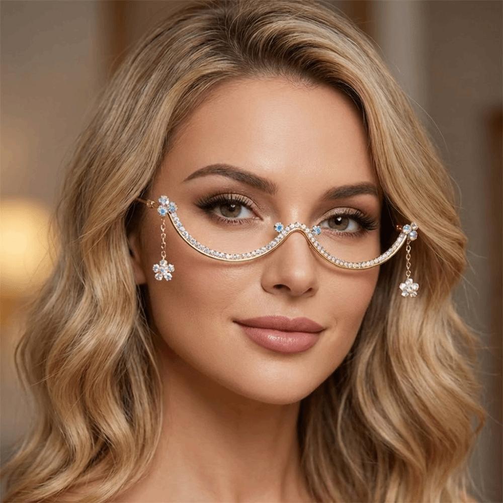 Y2k Rhinestone Glasses Frames Sparkling Girl Face Decoration Trendy Eyeglass Frame  Cosplay