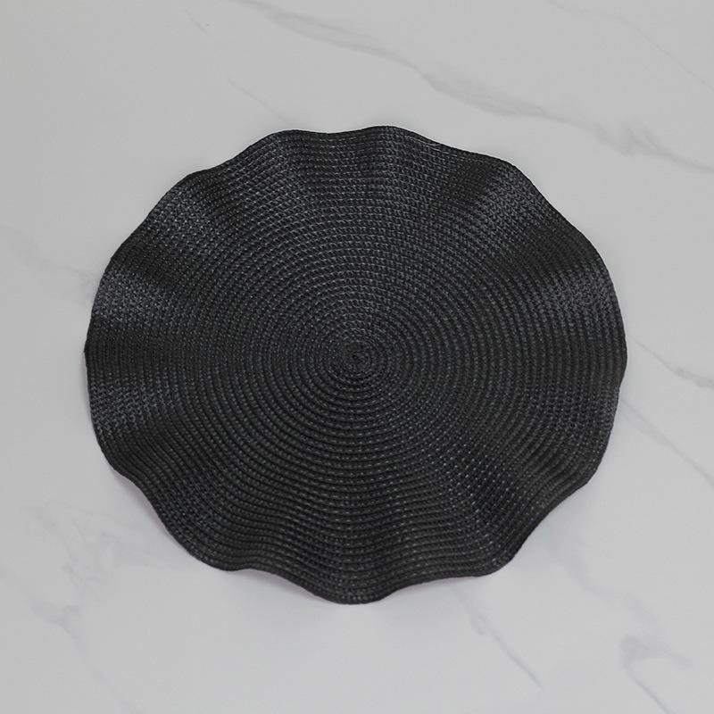 6Pack Round Placemats Solid Color Ruffles Woven Washable Table Mats for Dining Table Heat Resistant Non-Slip Kitchen Accessories