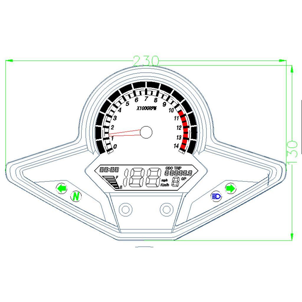 Motorcycle Digital Speedometer Gauge With LED Backlight Small And Light Weight Plastic Tachometer