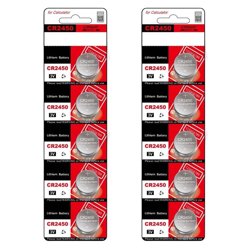 10/5Pcs CR2450 Button Cell Batteries High Performances 3V Power for Electronics Toys and Remote Controls Watches