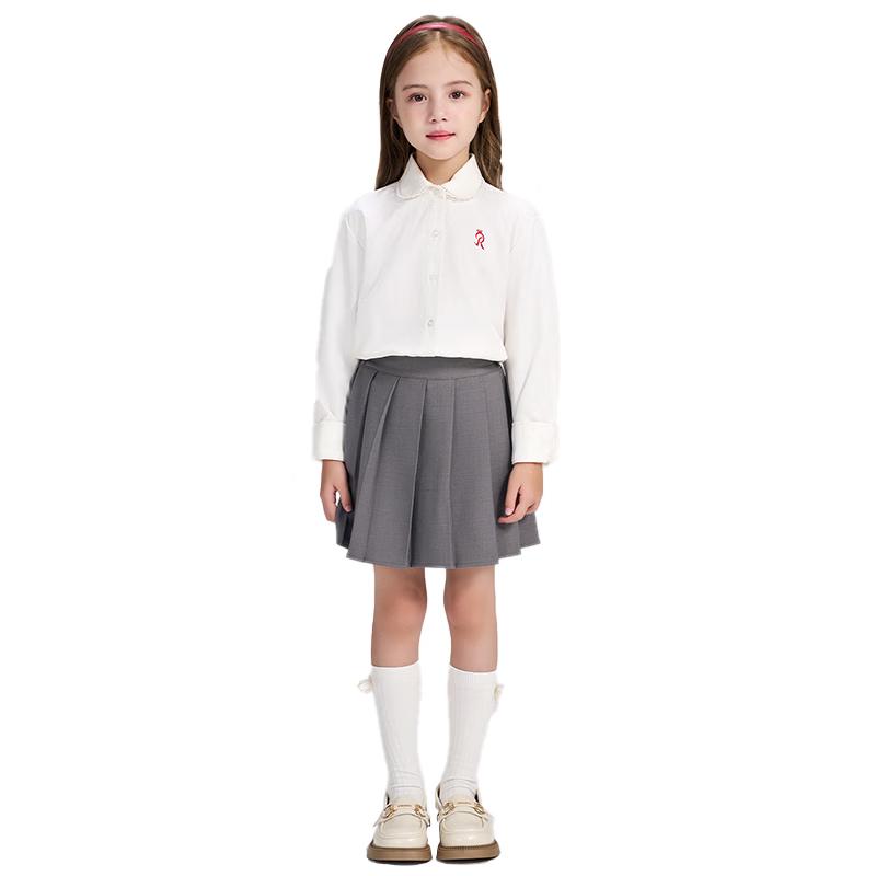 Girls  French Academy Style Embroidered White Shirt 120