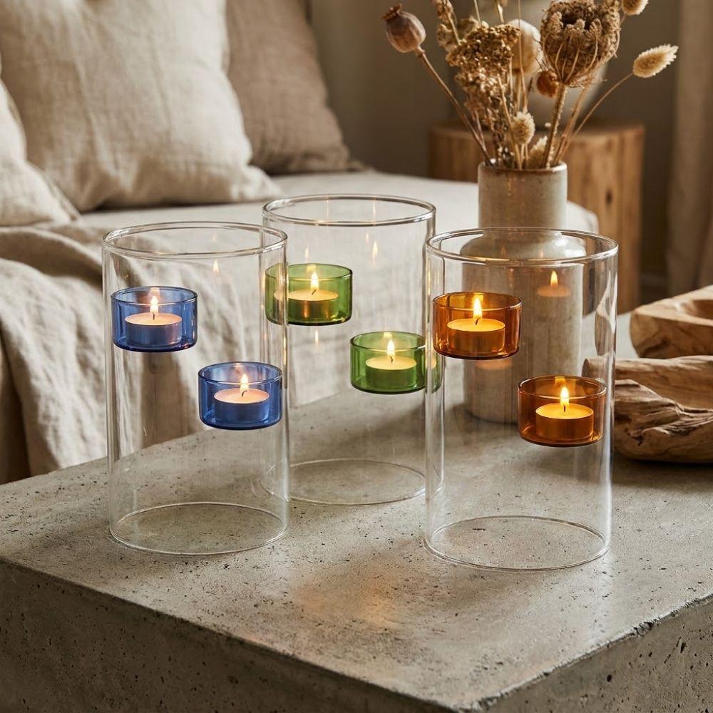 Romantic Glass Tealight Candle Holder Transparent Candle Cup Aromatherapy Holder  Home Decor