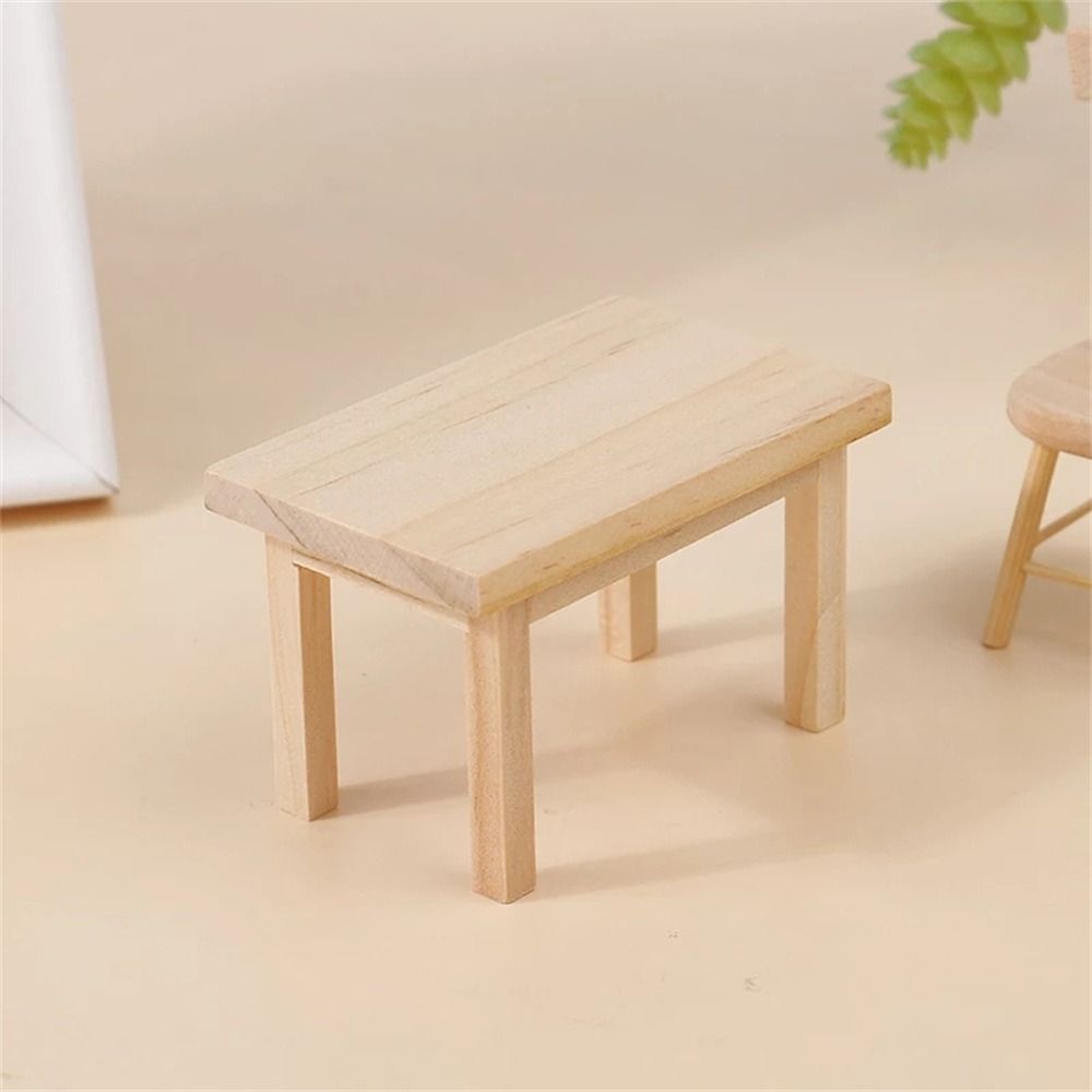 Toys Toy Model Model Furniture Wooden Tea Table Simulation Wood Table 1:12 Dollhouse Kids Play Toys
